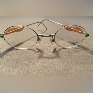 Montana‎ eye glass frames, handmade, M 670 COL 6566, silver, oval round, Vintage